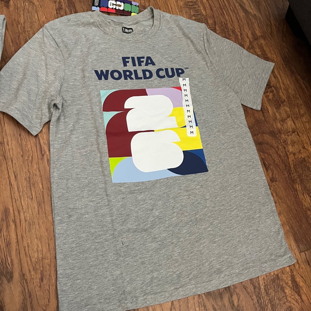 New FIFA Official World Cup 26 Men's Gray T-Shirt Medium Soft